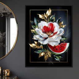 Golden Petals and Melon Muse - NicheCanvas