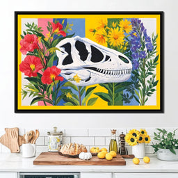 Dinosaur Elegance Flora Fusion - NicheCanvas