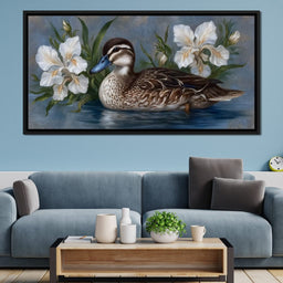 Duck Tranquility Among Petals - NicheCanvas
