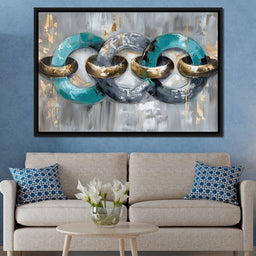 Aqua Gold Swirl Harmony - NicheCanvas