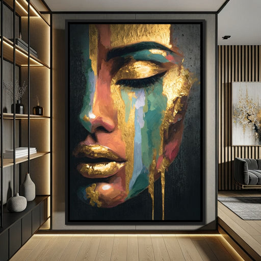 Golden Radiant Abstract Face B Canvas Print