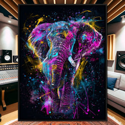 Vibrant Neon Elephant Energy - NicheCanvas