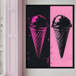 Black Pink Ice Cream Cones - NicheCanvas