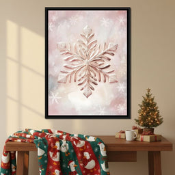 Rose Glimmer Snowflake Elegance - NicheCanvas