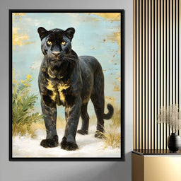 Golden Eye Panther Stately Stance - NicheCanvas