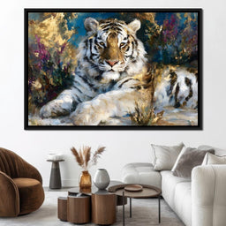 Golden White Tiger Reverie - NicheCanvas