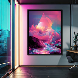 Cosmic Neon Triangle Peaks - NicheCanvas