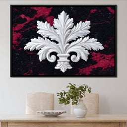 White Fleur De Lis Red Stone - NicheCanvas