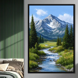 Alpine Peak River Meadow Sky - NicheCanvas