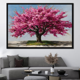 Pink Blossom Tree Oil Painting - NicheCanvas