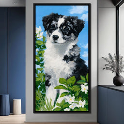 Puppy Dreams in Spring Meadows - NicheCanvas