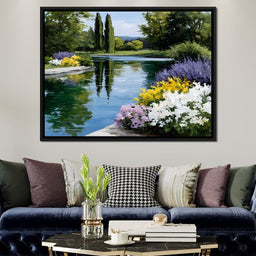 Garden Reflection Tranquil Pond - NicheCanvas