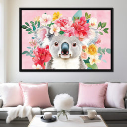 Floral Harmony with Koala - NicheCanvas
