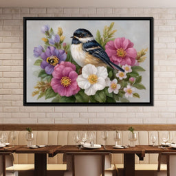 Chickadee Garden Blossom Song - NicheCanvas