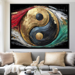 Golden Yin Yang Celestial Balance - NicheCanvas