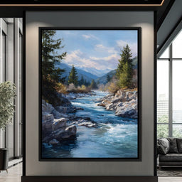 Alpine River Through Pines - NicheCanvas