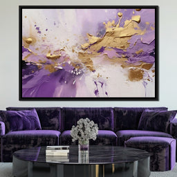 Golden Lavender Abstract Splash - NicheCanvas