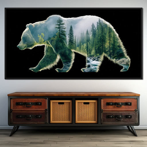 Forest Bear River Silhouette Canvas Print
