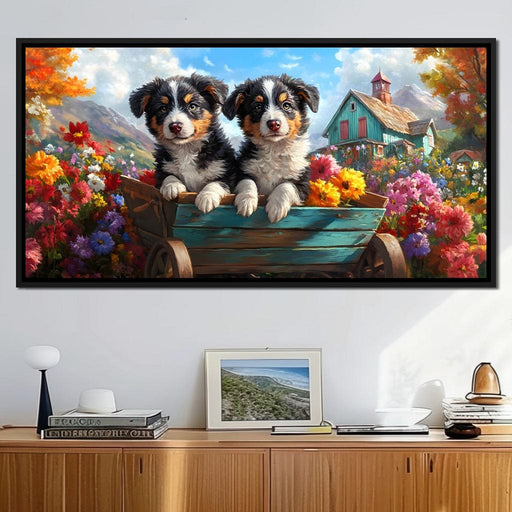 Puppy Paradise in Bloom Canvas Print