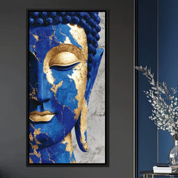 Cobalt Gold Buddha Portrait - NicheCanvas
