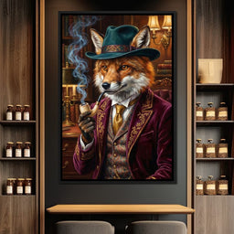 Gentleman Fox Smoking - NicheCanvas