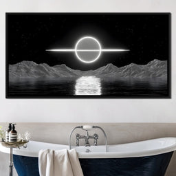 Celestial Orbit Over Silver Sea - NicheCanvas