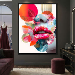 Vivid Collage Lip Pop Fusion - NicheCanvas