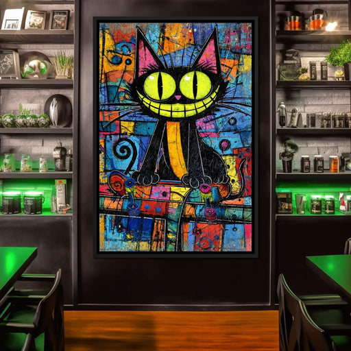 Neon Grin Alley Cat Pop Canvas Print