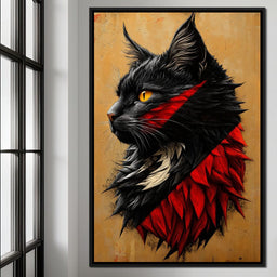 Feline Majesty in Red and Black - NicheCanvas