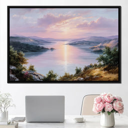 Pastel Sunrise Over Lake Fjord - NicheCanvas