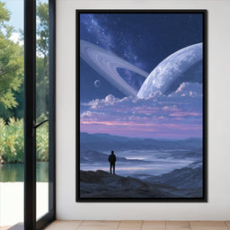 Stargazer Under Ringed World - NicheCanvas