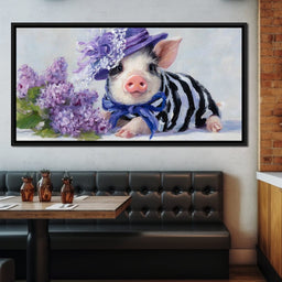 Lilac Garden Piglet Elegance - NicheCanvas