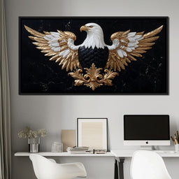 Majestic Gold Eagle Crest Marble - NicheCanvas