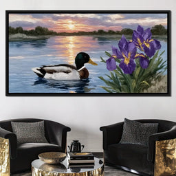 Duck Dusk Reflections With Iris - NicheCanvas