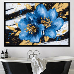 Blue Petals Midnight Bloom - NicheCanvas
