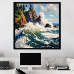 Coastal Lighthouse Wavescape - NicheCanvas