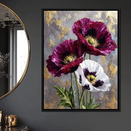 Gold Leaf Poppy Garden Glow - NicheCanvas