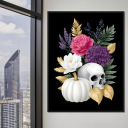 Gothic Floral Skull Elegance - NicheCanvas