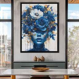 Sapphire Bloom Silhouette - NicheCanvas