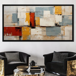 Abstract Ochre Geometry Fields - NicheCanvas