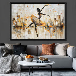 Dancer's Leap Through Gold - NicheCanvas