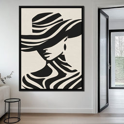 Monochrome Wind Hat Silhouette - NicheCanvas