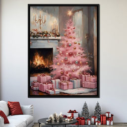 Pink Christmas Hearth Glow - NicheCanvas