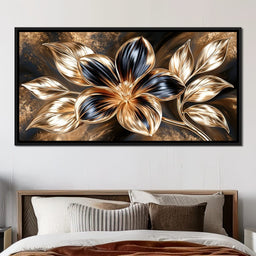 Gilded Petals Upon Liquid Shadows - NicheCanvas