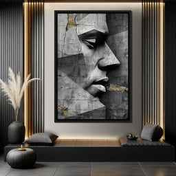 Monochrome Geometric Visage - NicheCanvas