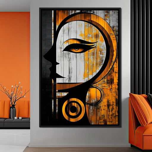 Golden Elegance Abstract Face Canvas Print