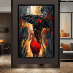 Rainy Stroll in Bold Brushwork - NicheCanvas