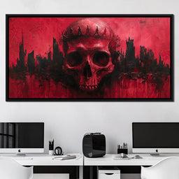 Crowned Skull Over Urban Ruins - NicheCanvas