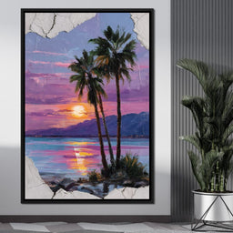 Palm Silhouettes Sunset Sky - NicheCanvas