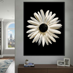 Solitary Pale Petals Against The Void - NicheCanvas